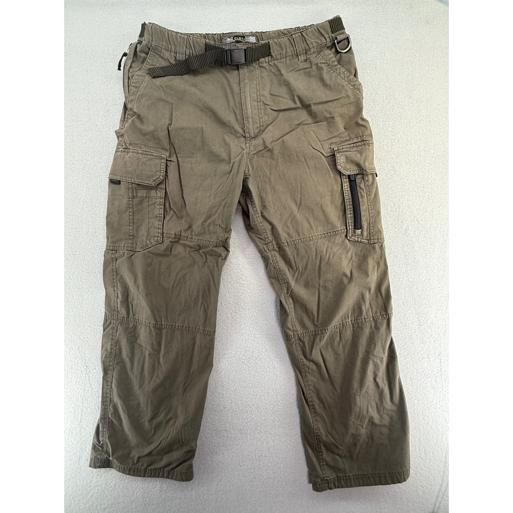 BC Clothing Mens LX30 Lined Cargo Pants Olive Green Belted workwar y2k